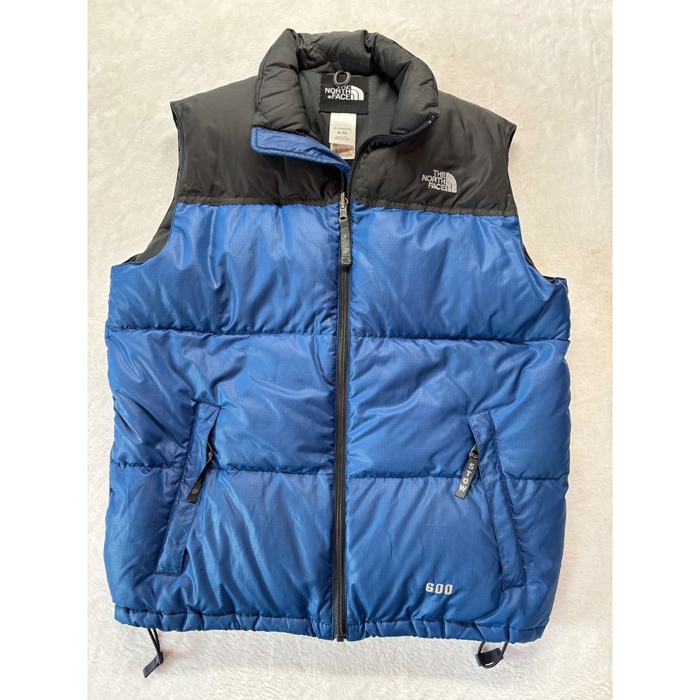The North Face Boys 600 Down‎ Puffer Vest Blue Black, Size XL